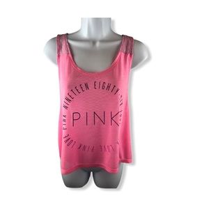 PINK by VS Women’s Tank Top Sz Small Pink W/ Lace